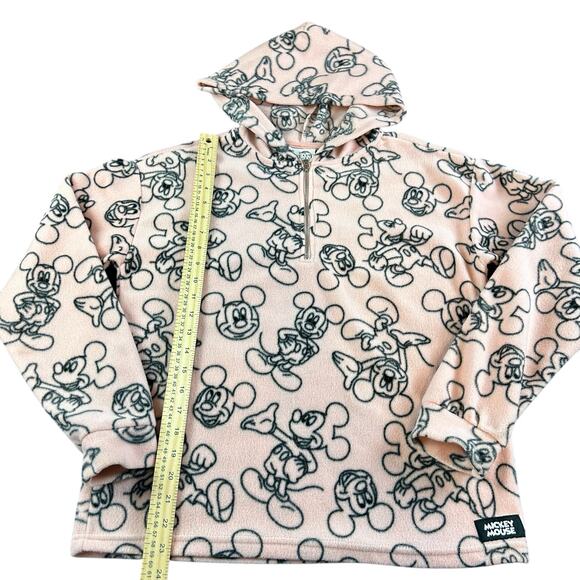 Disney Mickey Mouse Hoodie Women Size Small Pink Blush Cozy 1/4 Zip Fleece Top - Picture 11 of 12